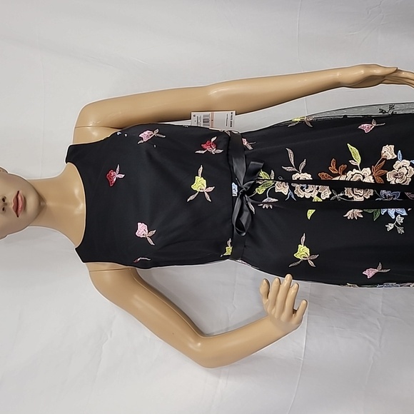 Alex Evenings Women's Long  Sleeveless Embroidered A Line Dress - Picture 3 of 13